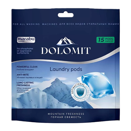 ✔️DOLOMIT Капсулы д/стирки 15шт Горная свежесть (пакет) - купить за  в г. Махачкале