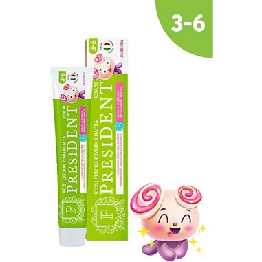 ✔️PRESIDENT Детская Зубная паста 3+6 70г Леденец  - купить за  в г. Махачкале