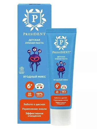 ✔️PRESIDENT Детская Зубная паста 50г Ягодный микс 6+ - купить за  в г. Махачкале
