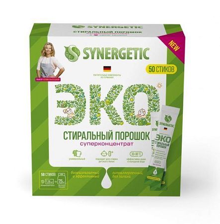 ✔️SYNERGETIC ЭКО Стиральный порошок Супер-концентрат 50стиков,по 25гр - купить за  в г. Махачкале