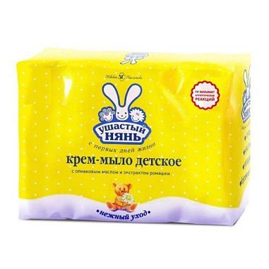 УШАСТЫЙ НЯНЬ Мыло-крем с оливковым маслом и ромашкой 4*100гр/18 от магазина МылоПорошок