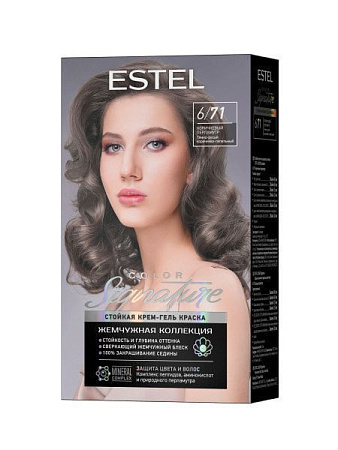 ESTEL BLOND Signature Стойкая крем-гель краска для волос  6/71 Коричневый перламутр от магазина МылоПорошок