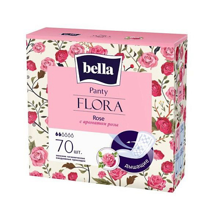 ✔️BELLA Прокладки 70шт PANTY Flora Rose 70шт с ароматом розы - купить за  в г. Махачкале