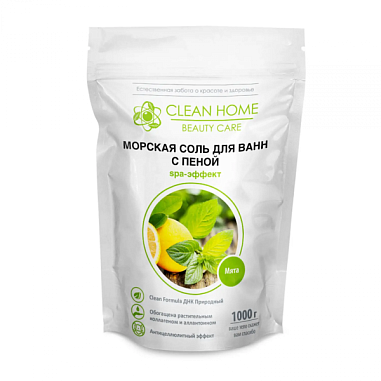 ✔️Clean Home Beauty Care Соль для ванн с пеной 1000г Spa-эффект Мята - купить за  в г. Махачкале