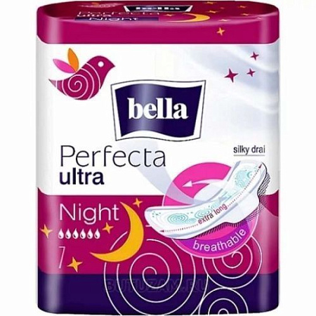 ✔️BELLA Прокладки 7шт Perfecta Ultra Night silky /24 - купить за  в г. Махачкале