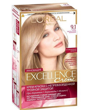 L'Oreal Paris Краски Excellence Крем 9.1 (очень светло русый пепельный) от магазина МылоПорошок