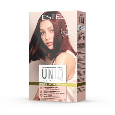 ESTEL UNIQ SENSE Ухаживающая краска-блеск без аммиака для волос 5/5 светлый шатен красный от магазина МылоПорошок