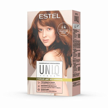 ESTEL UNIQ SENSE Ухаживающая краска-блеск без аммиака для волос 6/4 тёмно-русый медный от магазина МылоПорошок