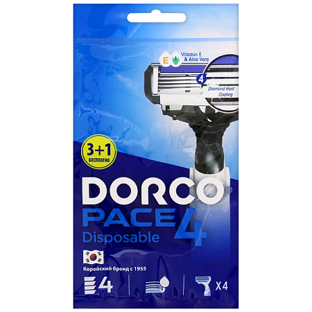 Dorco Pace 4 Disposable бритва одноразовая 4 шт/10 от магазина МылоПорошок