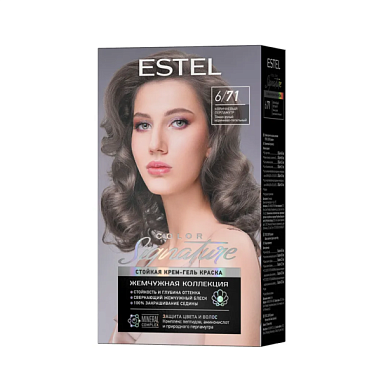 ESTEL COLOR Signature Стойкая крем-гель краска для волос 6/71 Коричневый перламутр от магазина МылоПорошок