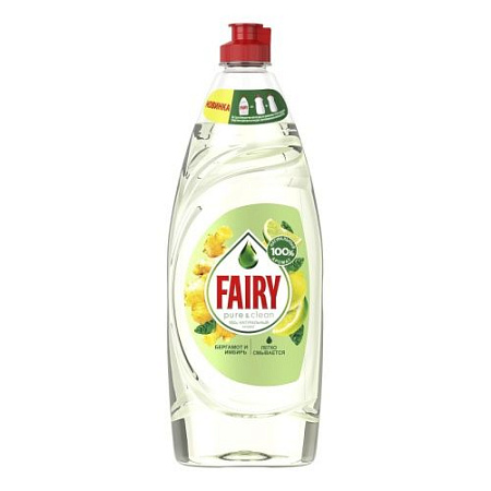 ✔️FAIRY Средство для мытья посуды Pure&Clean 650мл Бергамот и имбирь  - купить за  в г. Махачкале