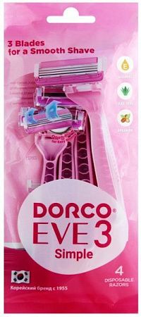 Dorco Eve 4 Disposable бритва одноразовая 4 шт/10 женские розовые от магазина МылоПорошок