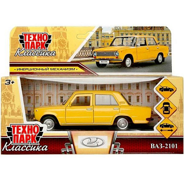 ✔️Машина  мет.ваз-2101 длина 12см,двери,багаж,инерц,желтый кор технопарк 2*36 - купить за  в г. Махачкале