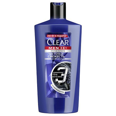 CLEAR Men Шампунь 650мл Чистота и Свежесть 3в1  от магазина МылоПорошок