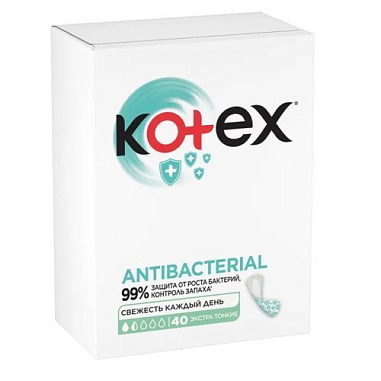 ✔️Kotex Прокладки 40шт Ежедневные антибактер экстратонкие/10 - купить за  в г. Махачкале
