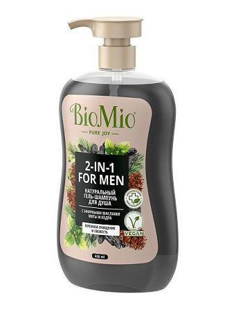 ✔️BioMio for men Натуральный Гель-шампунь для Душа Мята Кедр 650мл - купить за  в г. Махачкале