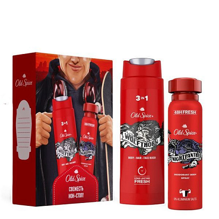 ✔️ПН OLD SPICE АэрозДезод 150мл Nightpanther+Гель для душа и шамп 2в1 250мл Wolfthorn - купить за  в г. Махачкале