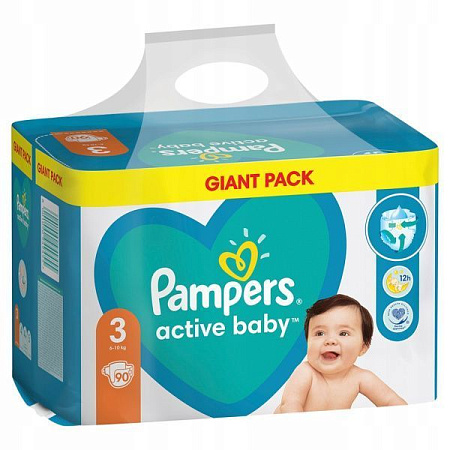 ✔️PAMPERS Подгузники Active Baby Gigant Pack №3 6-10кг 90шт - купить за  в г. Махачкале