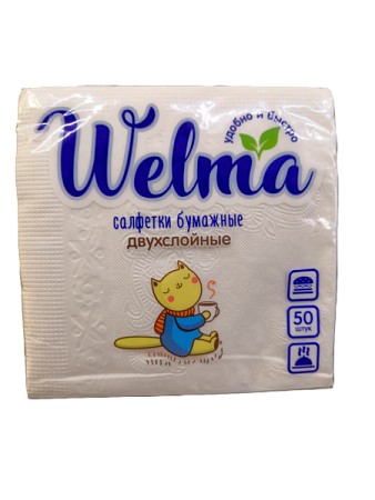 ✔️PREMIAL Welma  Cалфетки однотонные 50шт Белые/32 - купить за  в г. Махачкале