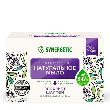 SYNERGETIC Мыло натуральное 90гр Эвкалипт и шалфей от магазина МылоПорошок