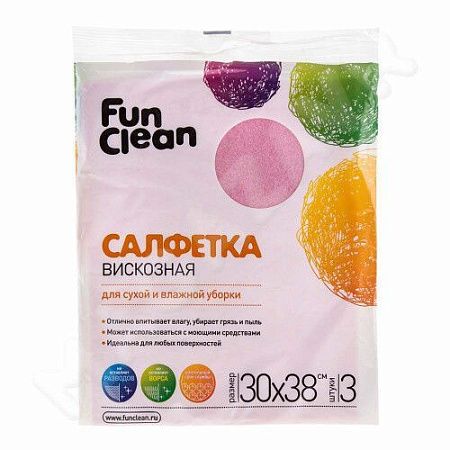 ✔️Fun Clean салф. из вискозы для сух/влаж. уборки 30х38см 5шт - купить за  в г. Махачкале