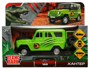 ✔️Машина металл UAZ  HUNTER Динозавры 11,5 см, дв., багаж.						 - купить за  в г. Махачкале