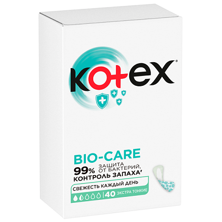 ✔️Kotex Прокладки ежедн.БИО-КЭА 40шт экстра тонкие/10 - купить за  в г. Махачкале