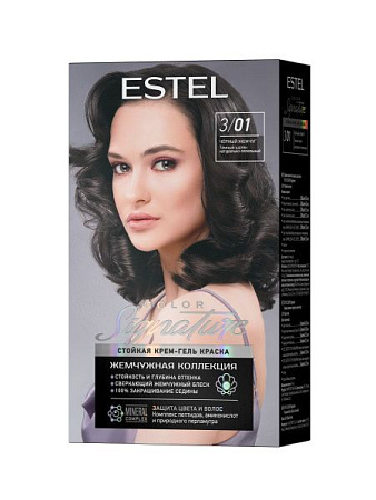 ESTEL BLOND Signature Стойкая крем-гель краска для волос 3/01 Чёрный жемчуг от магазина МылоПорошок