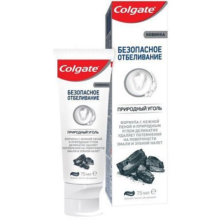 ✔️Зубная паста Colgate Безопасное отбеливание Природный уголь 75мл. /48 - купить за  в г. Махачкале