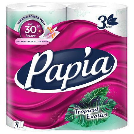 ✔️PAPIA DELUXE Туалетная бумага 3-х слой Тропик 4шт/14 - купить за  в г. Махачкале