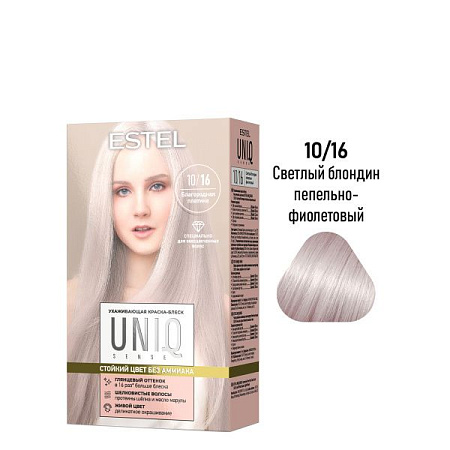 ESTEL UNIQ SENSE Ухаживающая краска-блеск без аммиака для волос 10/16 светлый блондин пепельно-фиол от магазина МылоПорошок