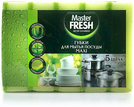 ✔️Master FRESH Губки д/посуды MAXI DISH SPONGES 5шт/36 - купить за  в г. Махачкале