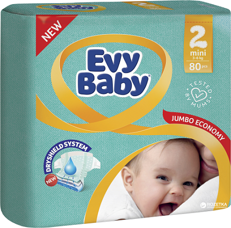 ✔️EVY BABY Подгузники Мини Джумбо №2  80*4  /507861 - купить за  в г. Махачкале