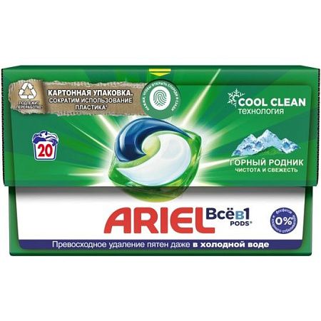 ✔️ARIEL Авт Гель СМС жидк. в растворимых капсулах Liquid Capsules Горный родник 20Х19.5г - купить за  в г. Махачкале