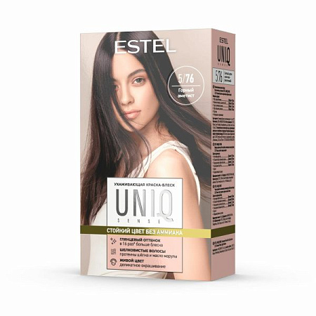 ESTEL UNIQ SENSE Ухаживающая краска-блеск без аммиака для волос 5/76 светлый шатен коричнево-фиолето от магазина МылоПорошок
