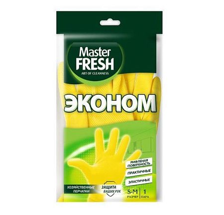 ✔️Master FRESH ЭКОНОМ хозяйственные перчатки (латексные), 1 пара (средний размер S/M) - купить за  в г. Махачкале
