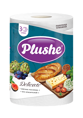 ✔️Plushe Delicate Бумажные полотенца 1 рулон 3х-слойные  - купить за  в г. Махачкале