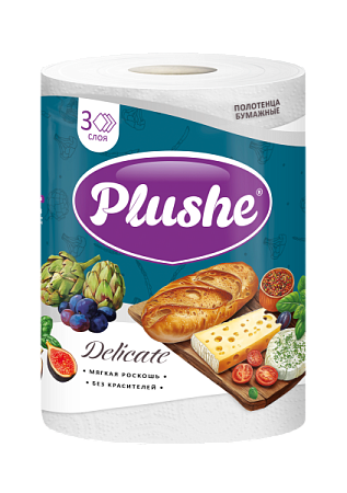 ✔️Plushe Delicate Бумажные полотенца 1 рулон 3х-слойные  - купить за  в г. Махачкале