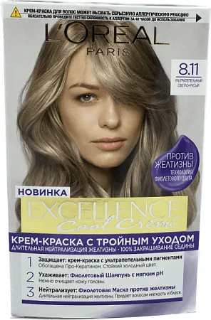L'Oreal Paris Краски Excellence Крем 8.11 (ультрапепельный светло-русый) от магазина МылоПорошок