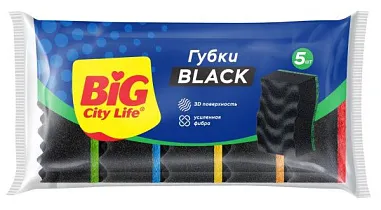 ✔️Big citi Губки BLACK 5шт  - купить за  в г. Махачкале