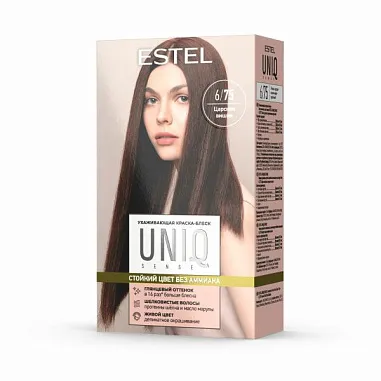 ESTEL UNIQ SENSE Ухаживающая краска-блеск без аммиака для волос 6/75 тёмно-русый коричнево-красный от магазина МылоПорошок