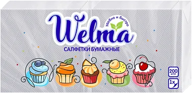 ✔️PREMIAL Welma Cалфетки бумажные 200шт Белые - купить за  в г. Махачкале