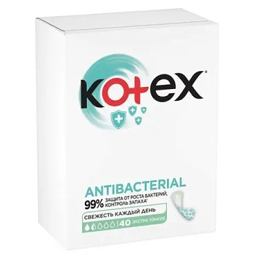 ✔️Kotex Прокладки 40шт Ежедневные антибактер экстратонкие/10 - купить за  в г. Махачкале
