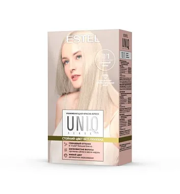 ESTEL UNIQ SENSE Ухаживающая краска-блеск без аммиака для волос 10/1 светлый блондин пепельный от магазина МылоПорошок