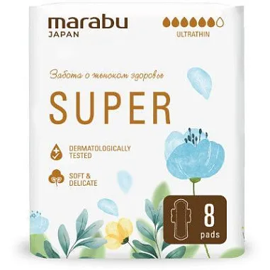 ✔️MARABU Прокладки Ультратонкие Super,8шт 290см - купить за  в г. Махачкале