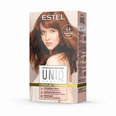 ESTEL UNIQ SENSE Ухаживающая краска-блеск без аммиака для волос 6/4 тёмно-русый медный от магазина МылоПорошок